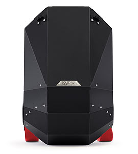 black hardshell backpack front