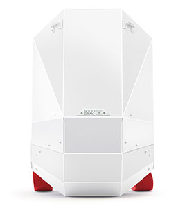 white hardshell backpack front