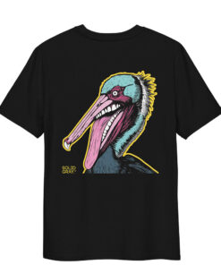 Black t-shirt with bold graphical owl print